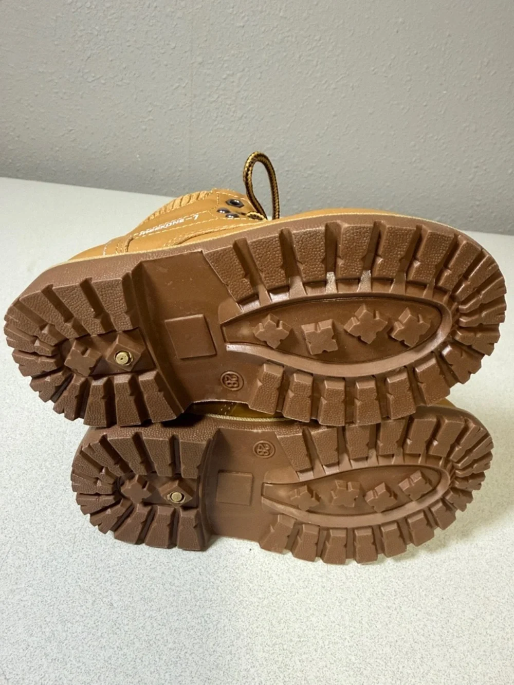Kids Tan Lace-Up Ankle Boots with Padded Collar
